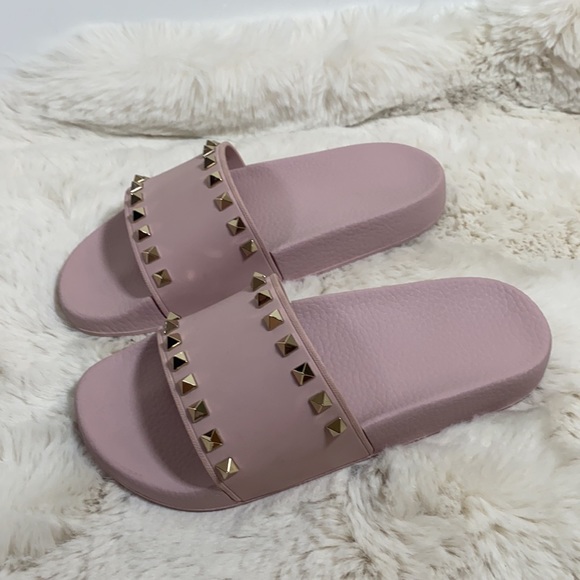 Valentino Rockstud Pink Slides - Picture 3 of 5